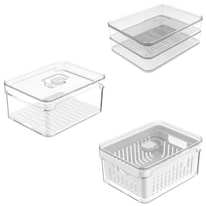 Kit 3 Organizadores Porta Frios Mantimento Fruta Verdura Geladeira Clear Fresh - Ou