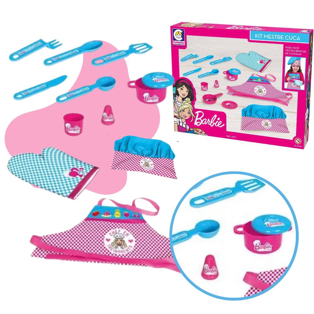 Kit Cheff Barbie Mestre Cuca Acessórios - Rosa