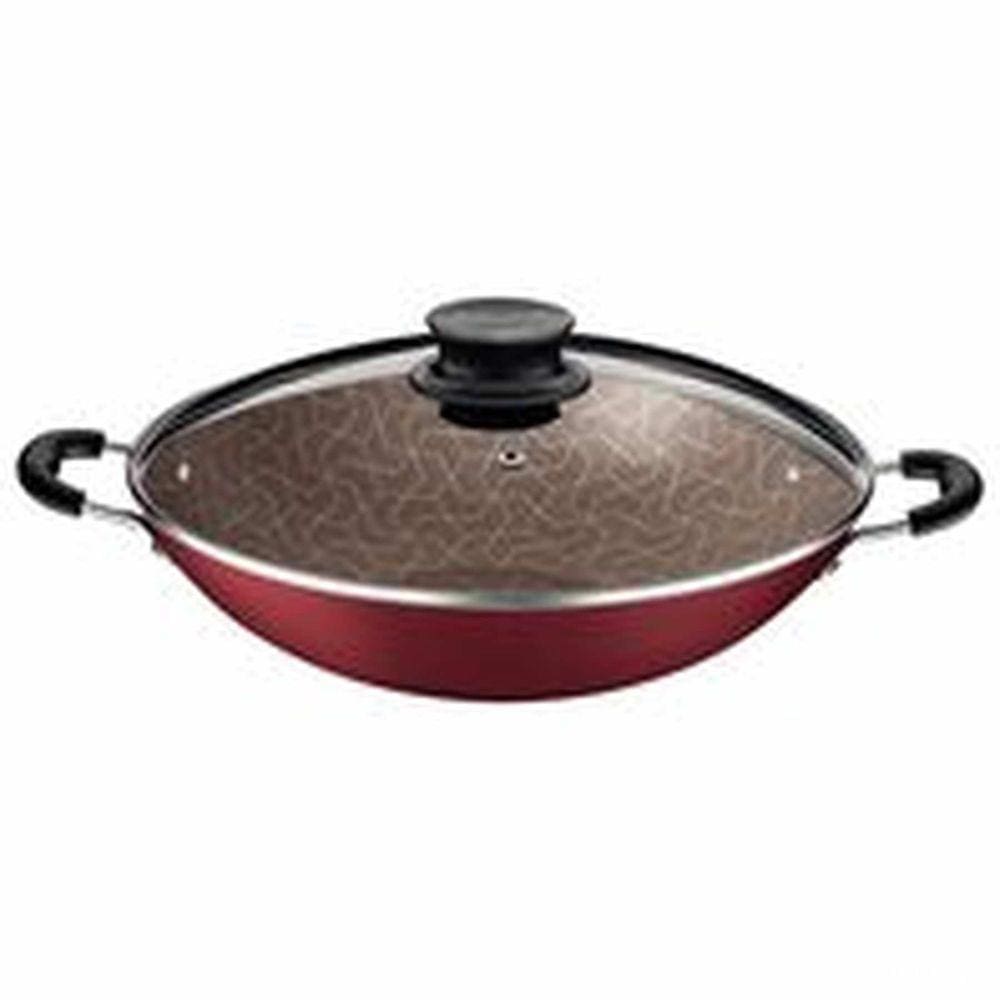 Wok Tramontina Paris Antiaderente Starflon Max Vermelho com Tampa de Vidro 36 cm 6,0 L Tramontina