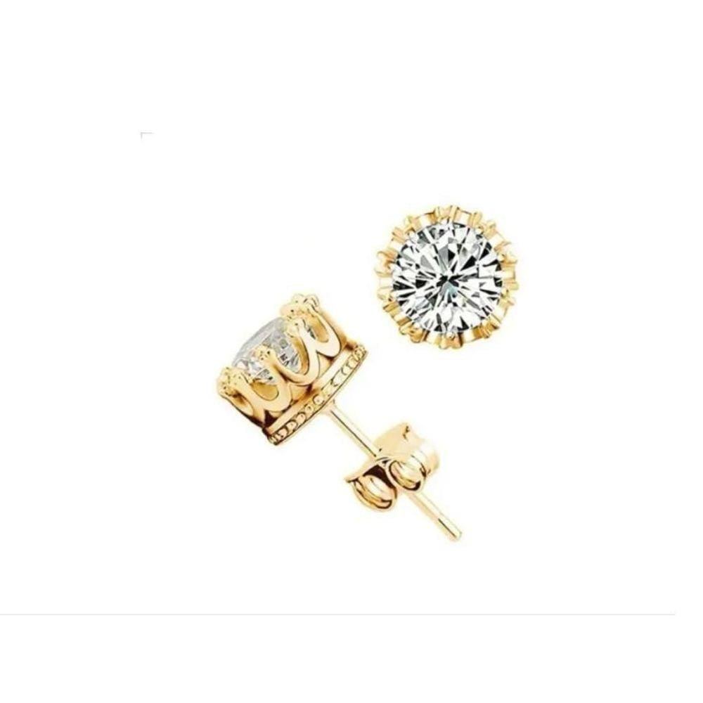 Brinco Ponto De Luz Prata Dourado Strass Par Unisex