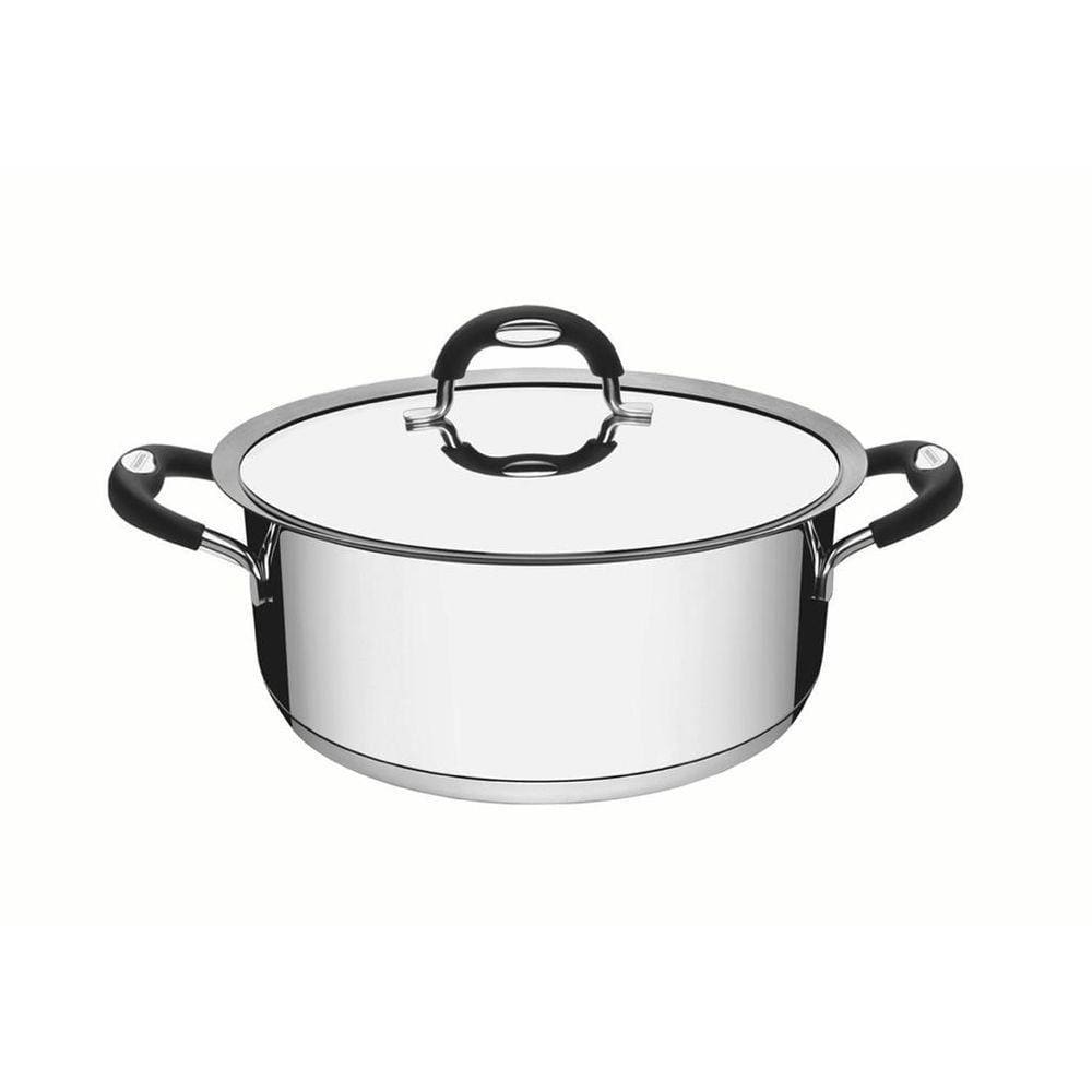 Caçarola Duo Silicone Rasa Em Aço Inox Tampa Alças Silicone