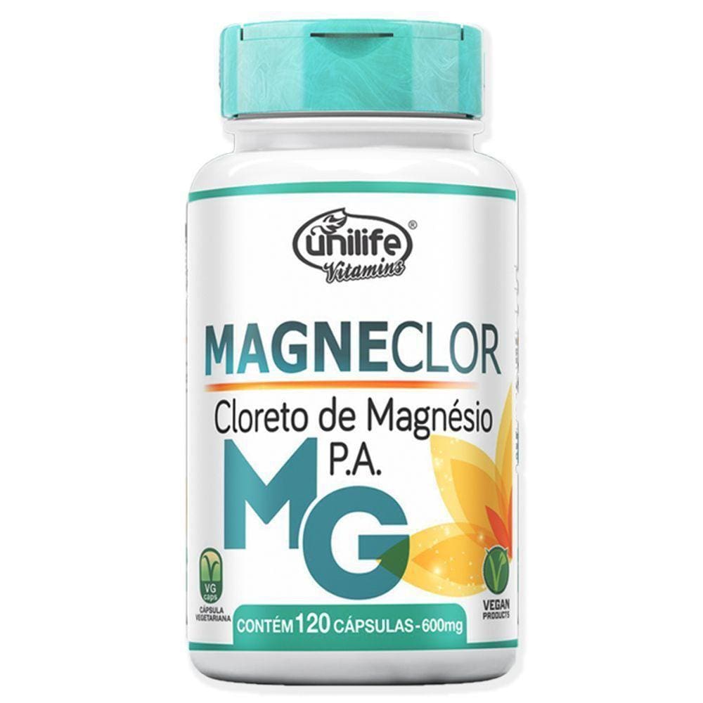 Kit 5 Cloreto De Magnésio P.A Magneclor Unilife 120 Cápsulas