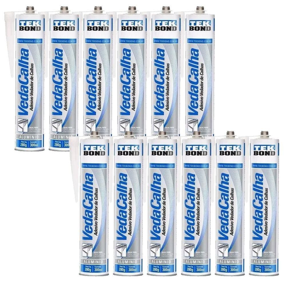Kit 12 Tubo Cola Silicone Adesivo Veda calha alumínio 280g Tekbond
