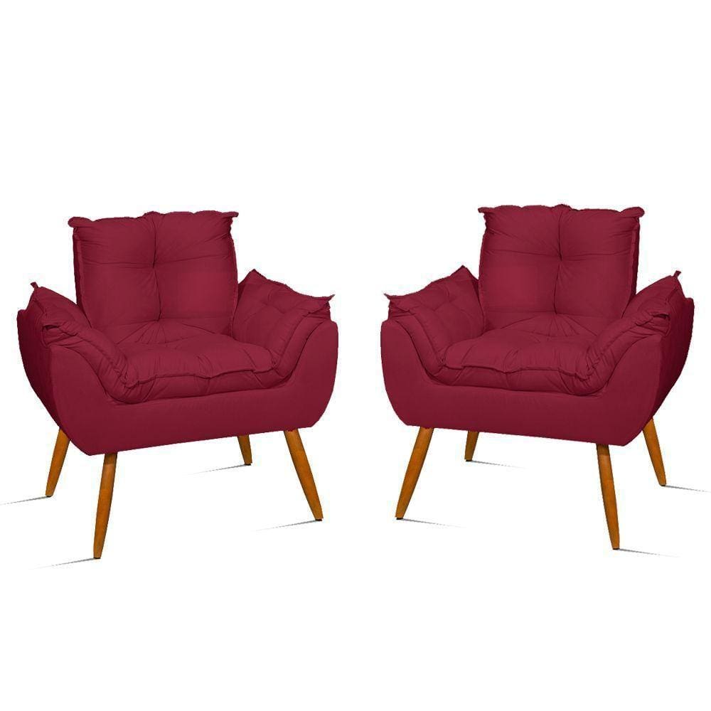 Kit 02 Poltronas Decor. Opala Pés Palito Sala marsala