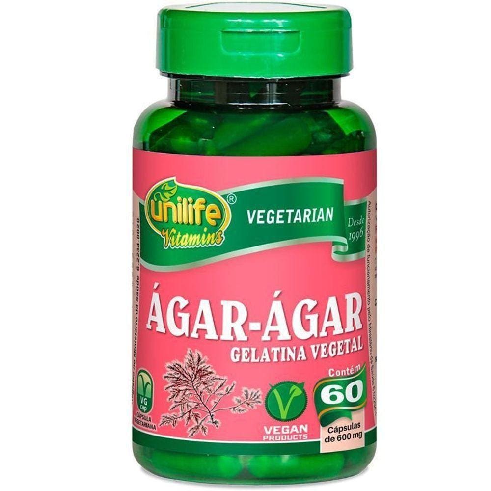 Kit 2 Ágar Ágar Gelatina Natural 60 Cápsulas Unilife