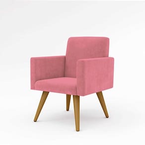 Cadeira Estofada Poltrona P/Sala Balaqui Decor rosa