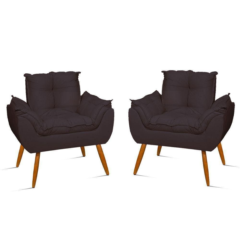 Kit 02 Poltronas Decor. Opala Pés Palito Sala cinza