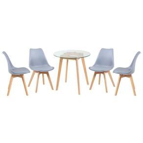 Mesa Redonda 70cm + 4 Cadeiras Cinza Claro Cinza-Claro