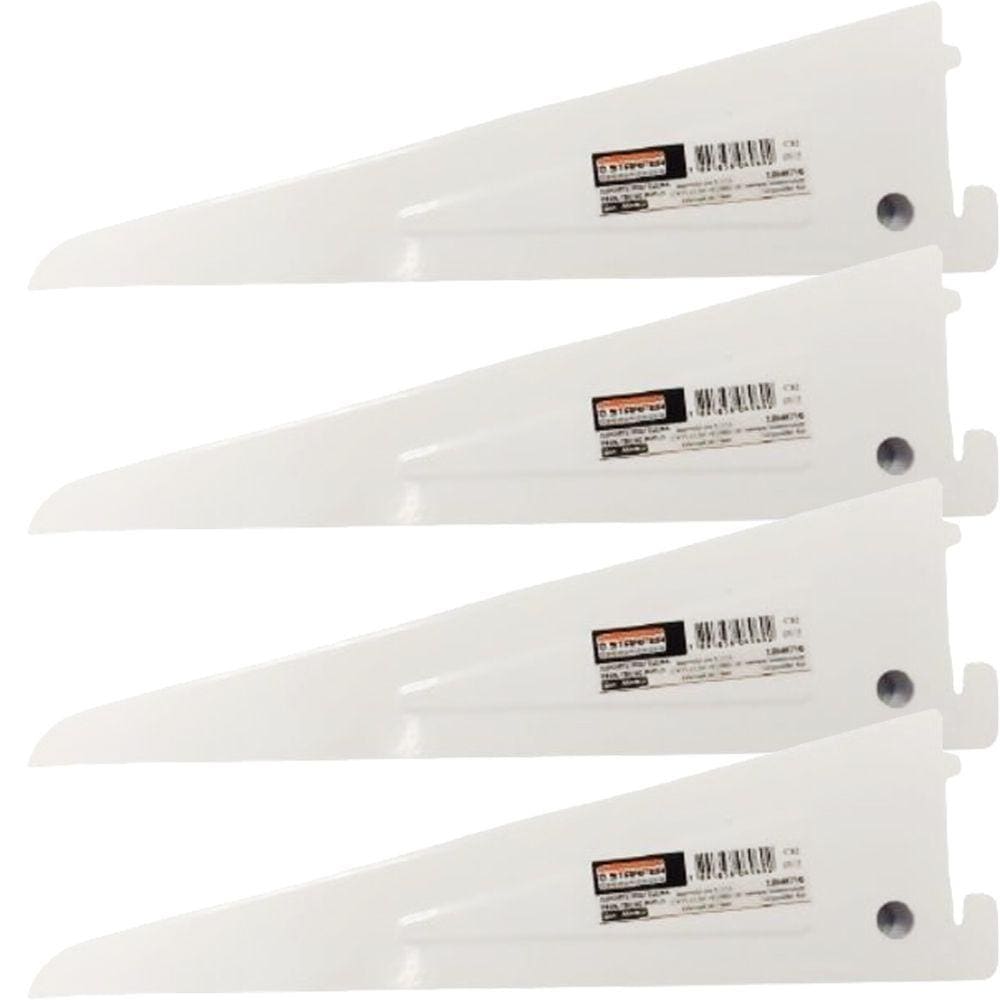Kit 4 Suporte Prateleira Trilho Duplo em Aço Branco 22cm - Starfer