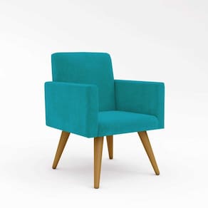 Cadeira Escritório Poltrona Suede Azul Turquesa