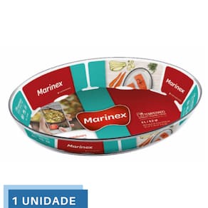 Assadeira Oval Vidro 4L Assados Carnes Sobremesas Marinex