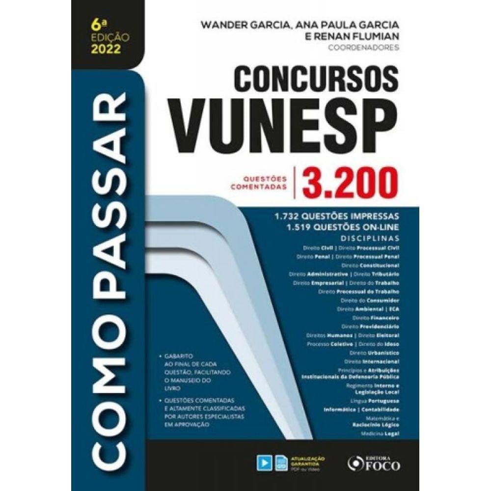 Como Passar Em Concursos Da Vunesp - 3.200 Questões - 06Ed/22