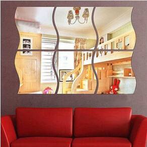 Espelhos Decoração Curvas Retângulo Sala Quarto 6 Peças