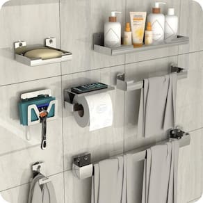 Kit Acessórios Para Banheiro Inox Com Ventosa 7 Peças ELG