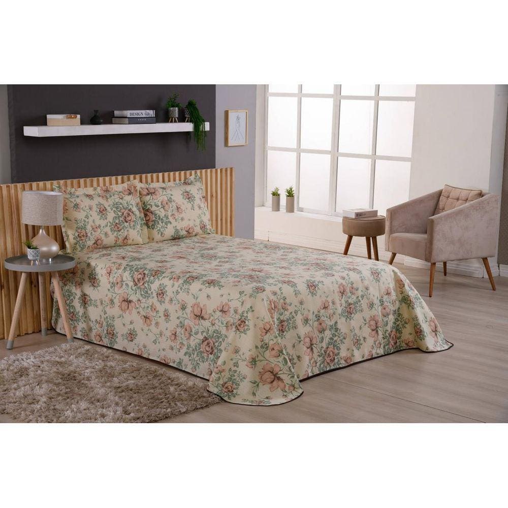 Cobre Leito Viena Casal Queen 3 Peças Margarida 2,50X2,20M
