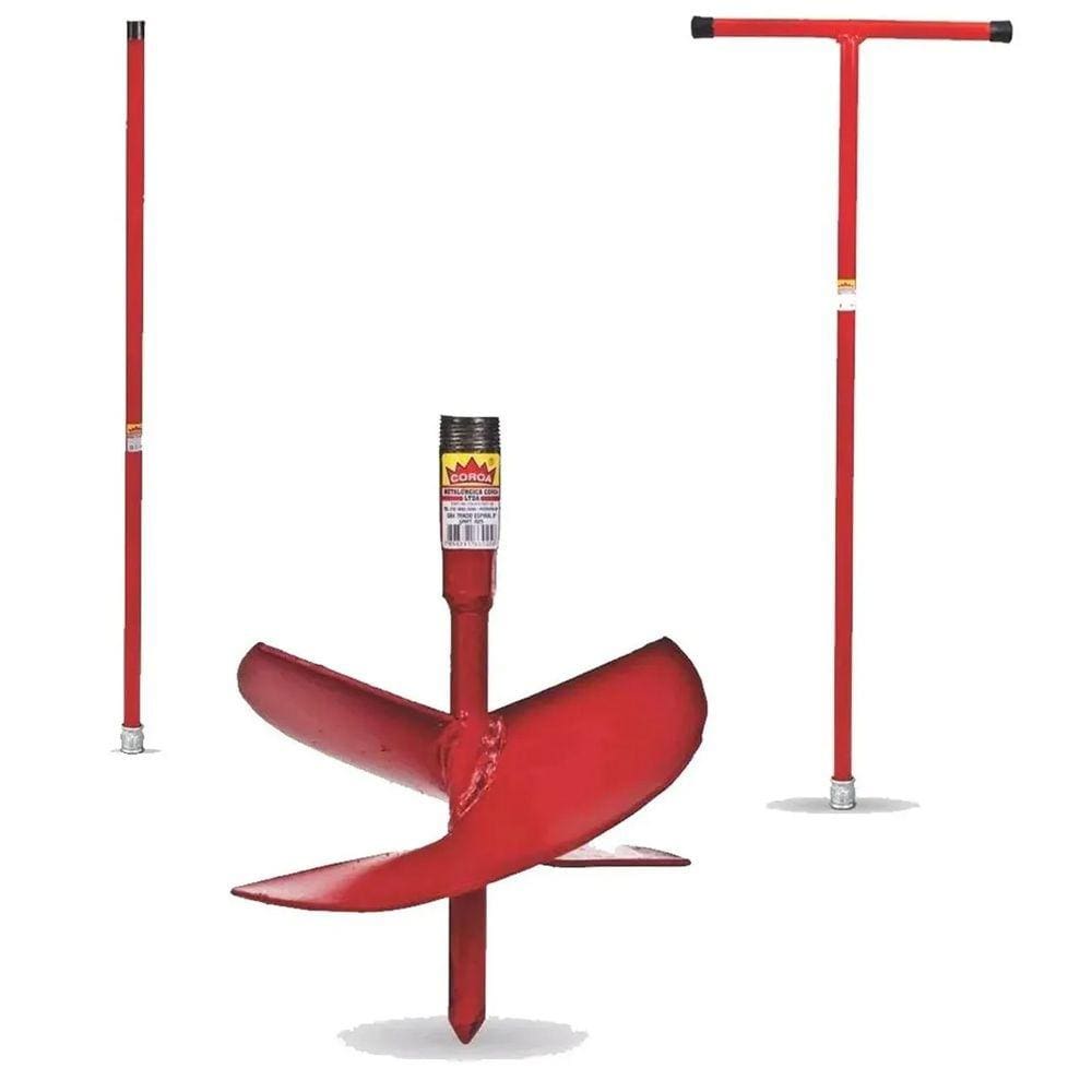 Kit Cavadeira Espiral Broca/Trado Perfurar Coroa 8 + Cabo + Extensor Coroa 3/4