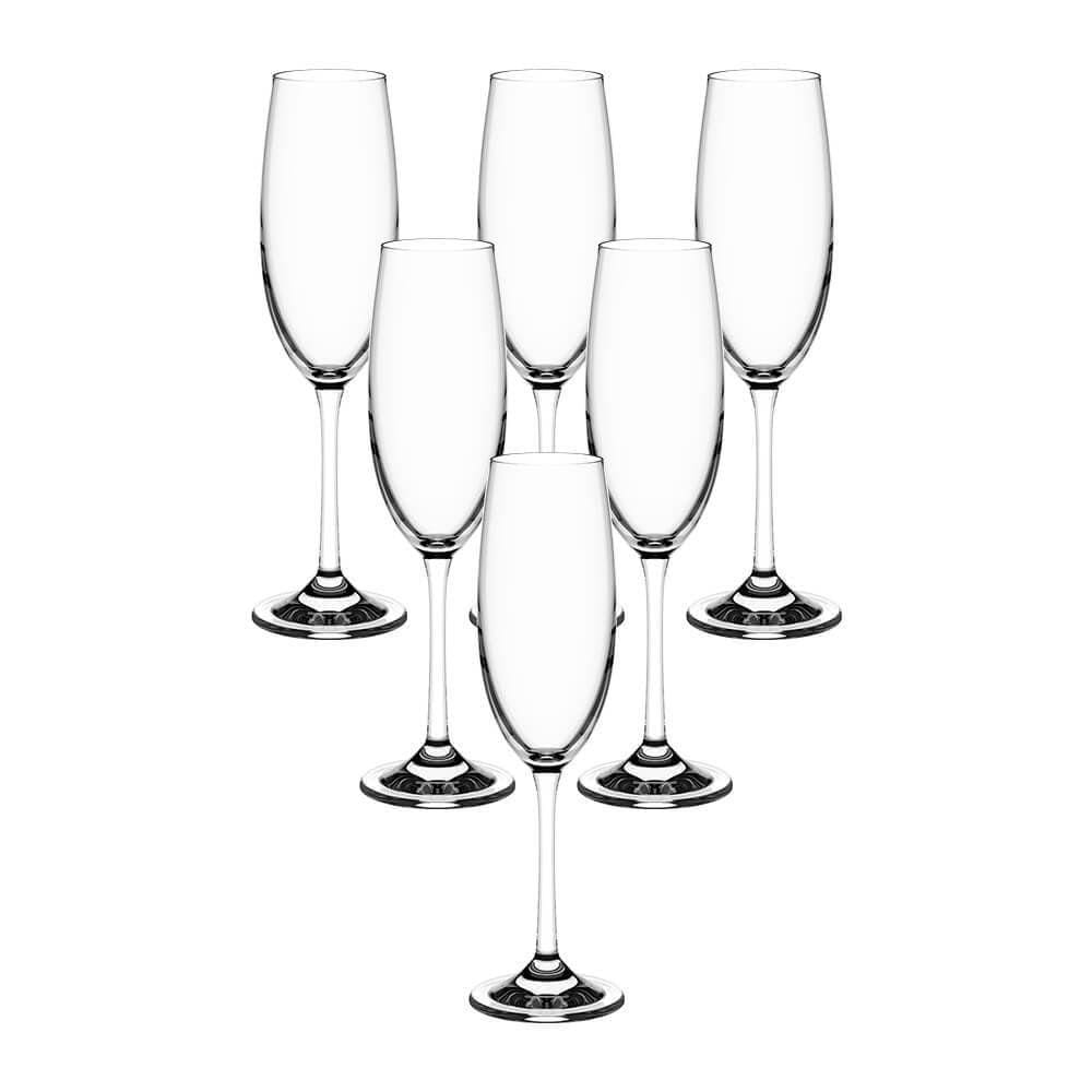 Jogo De Taças De Champanhe De Cristal Com Titânio 6 Peças