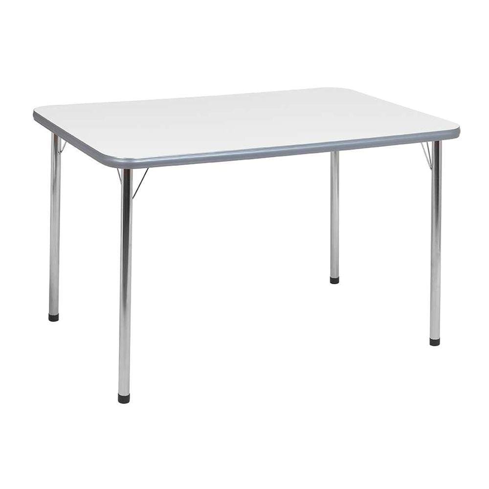 mesa de cozinha retangular carla cromada e branca 120 cm