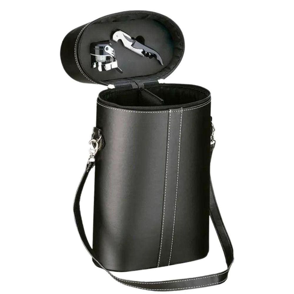Kit Abridor De Vinho + Bolsa De Couro - Wine Bag 2 Garrafas