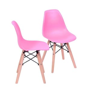 Kit 02 Cadeiras Boxbit Infantil Dkr Eames Pp Rosa Madeira