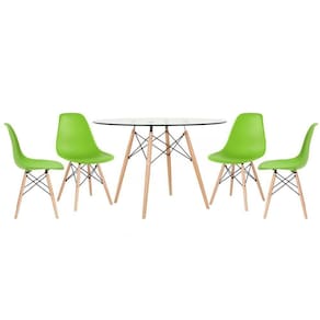 Mesa Redonda Eames 120cm + 4 Cadeiras Verde Claro