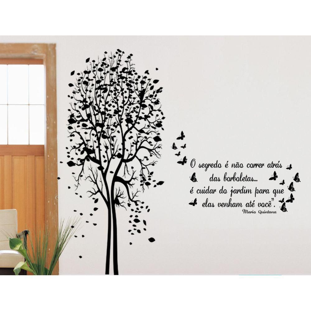 Adesivo Decorativo Árvore Com 2 Metros E Frase Borboleta
