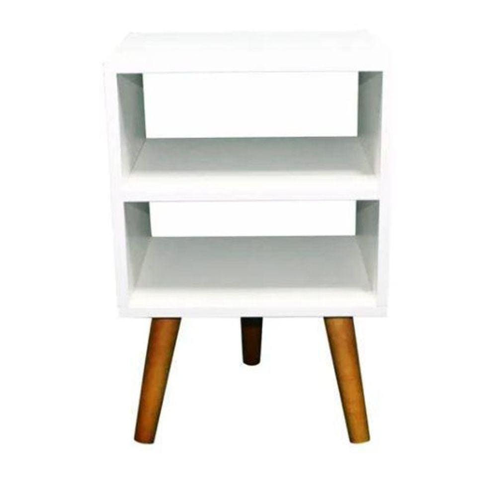 Nicho Mesa De Cabeceira Retro Mdf Com Pé Madeira