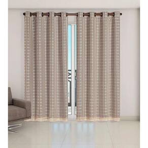Cortina Voil Xadrez Sala, Quarto E Cozinha 4,00 X 2,50 Avelã