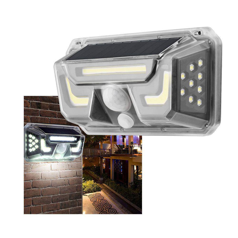 Luminaria Solar Sensor Movimento Automatico Spot Led Branco Frio Bionico Lampada Parede Casa Jardim Quintal Segurança Aproximidade Rua