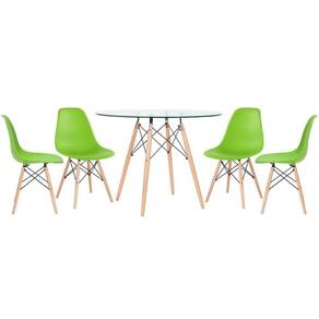 Mesa Redonda Eames 100cm + 4 Cadeiras Verde Claro