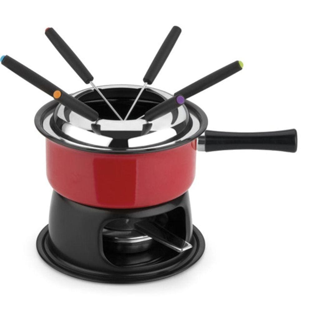 Panela E 6 Garfos Para Fondue Panela De 1,4 Litros Vermelho