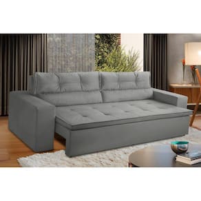 Sofá Retrátil e Reclinável 2 lugares com Molas 1,50m Vegas Suede Cinza Adonai Estofados