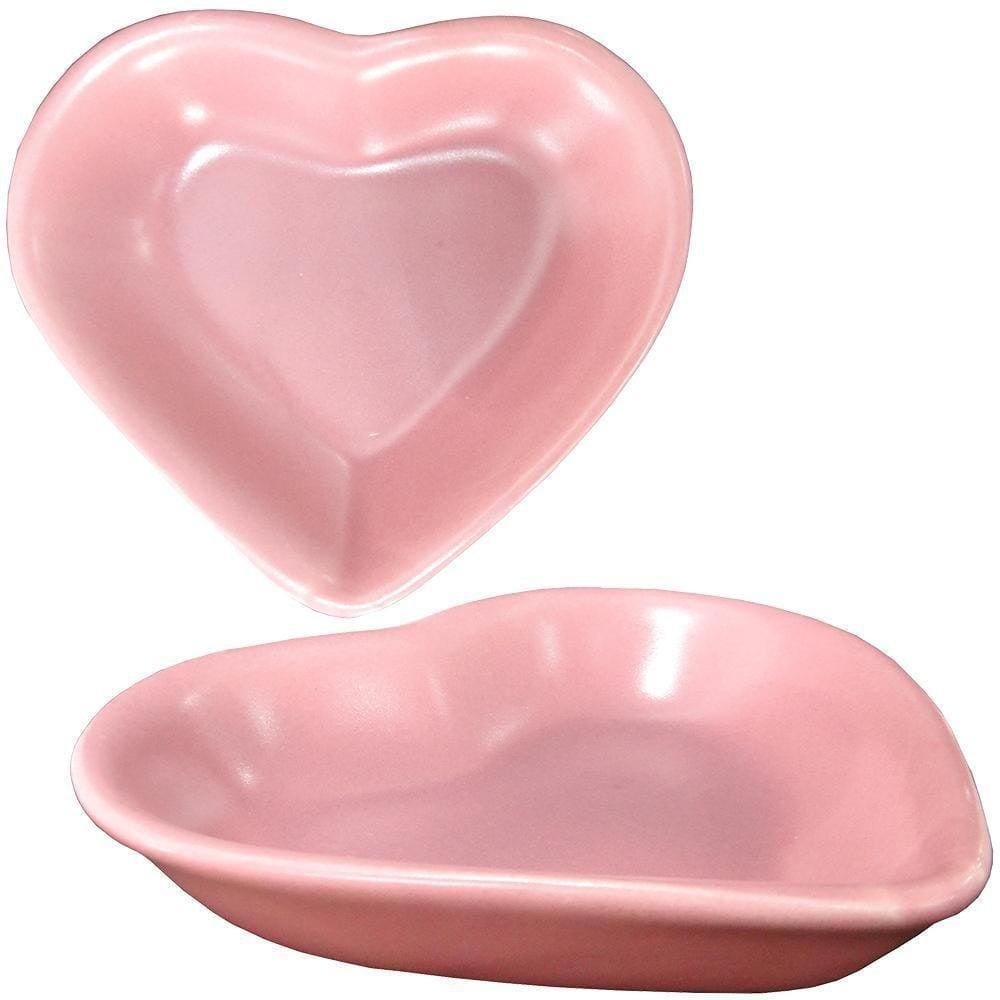 02Un De Petisqueira Coracao De Porcelana Rosa 15X13,5X3,5Cm