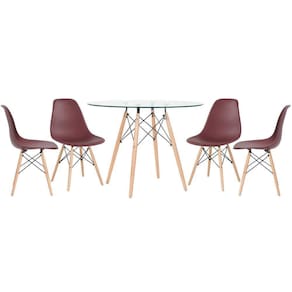 Mesa Redonda Eames 100cm + 4 Cadeiras Marrom