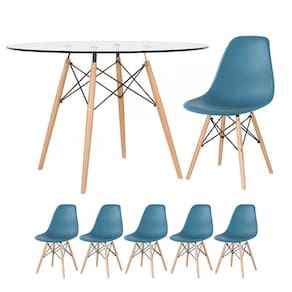 Mesa Redonda Eames 120cm + 5 Cadeiras Turquesa