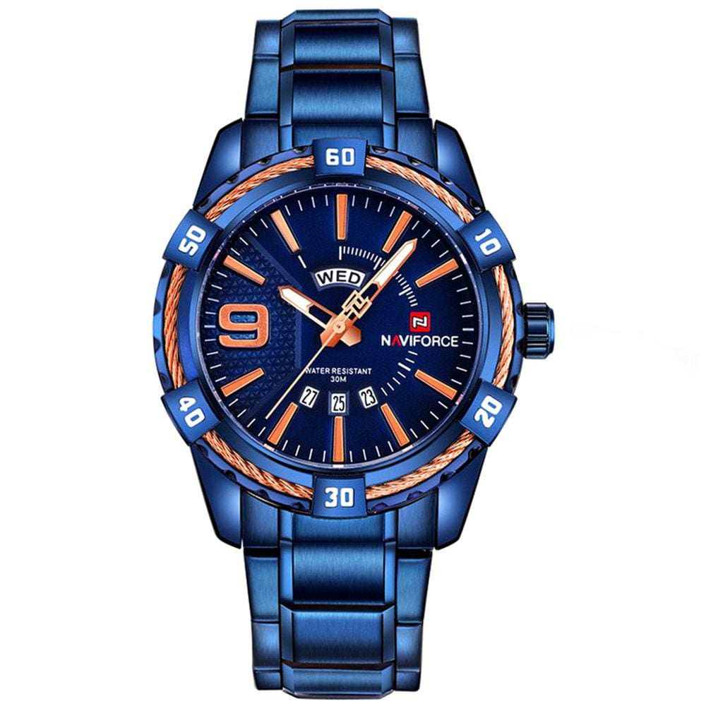 Relógio Masculino de Pulso Analógico em Aço Inoxidável A Prova D`água NF9117 Moda Casual