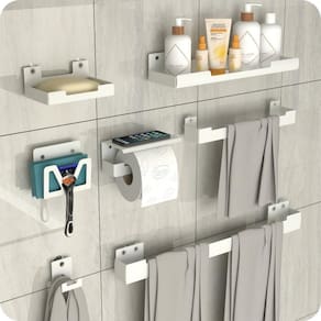 Kit Acessórios Para Banheiro Com Ventosa 7 Peças Branco ELG