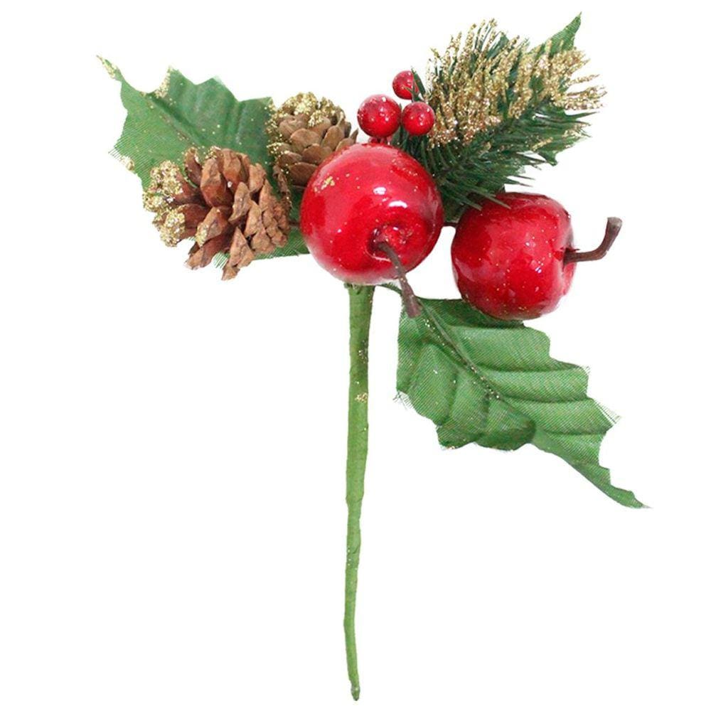 4 Ramos Maçã Decoração De Natal Artificial 18cm