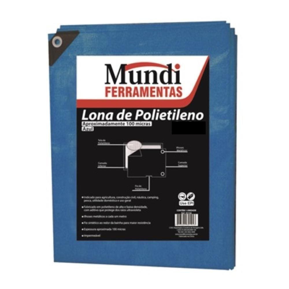 Lona De Polietileno Azul 6X3 Metros Mundi