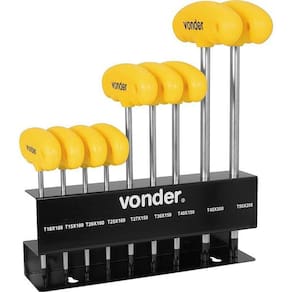 Jogo Chave Hexalobular T10-t50 9 Peças Com Cabo - Vonder
