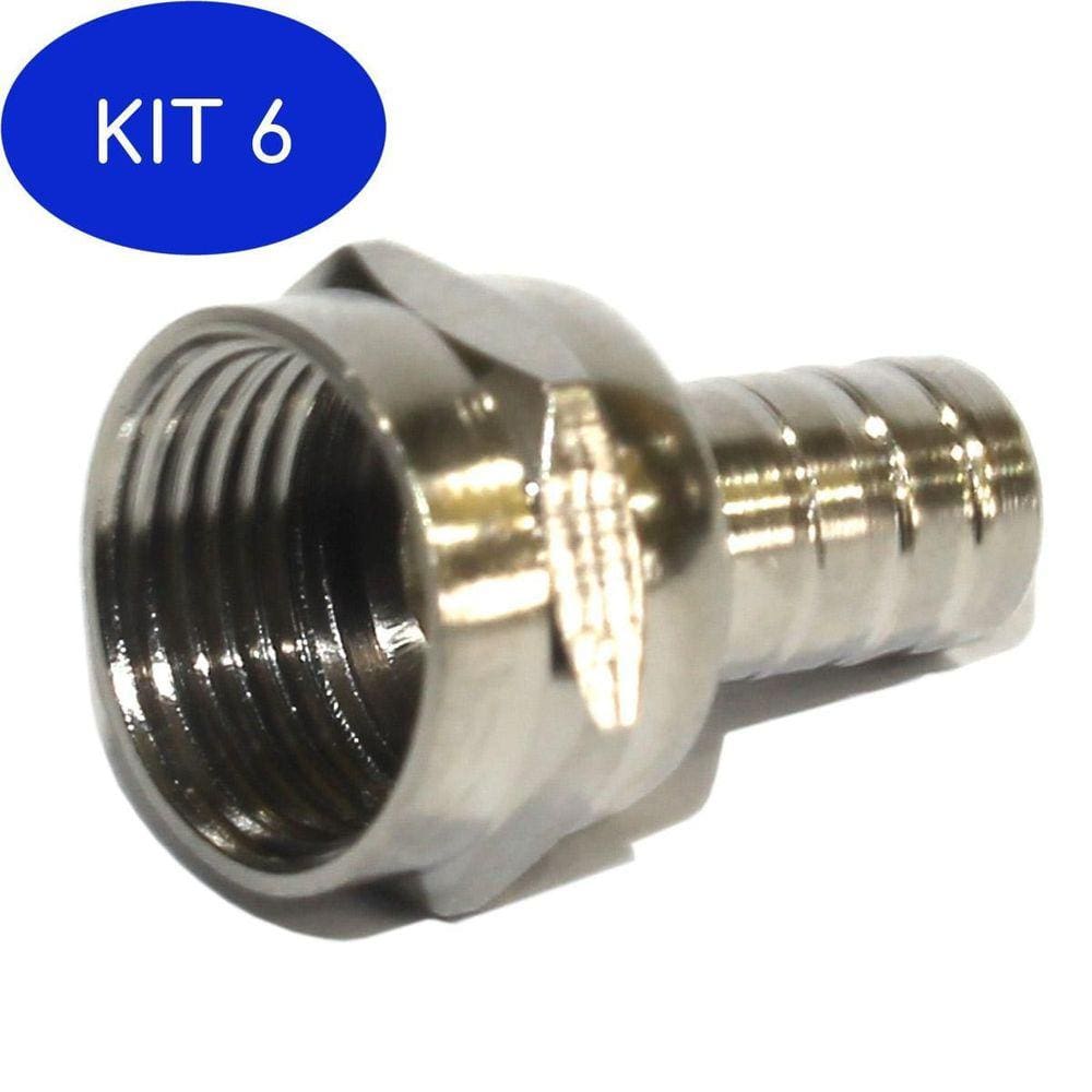 Kit 6 Conector F Rg 6 Com Anel