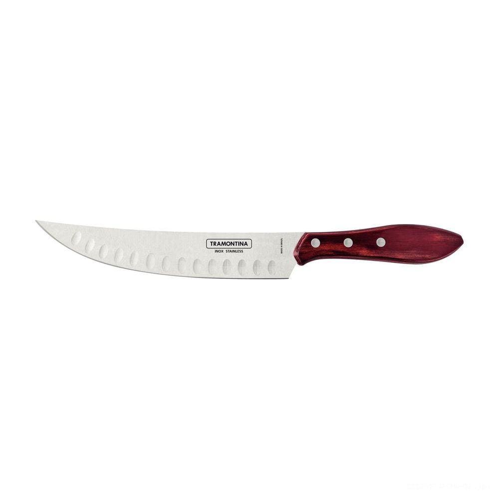 Faca para carne butcher cabo em madeira tratada polywood vermelho 8" Tramontina