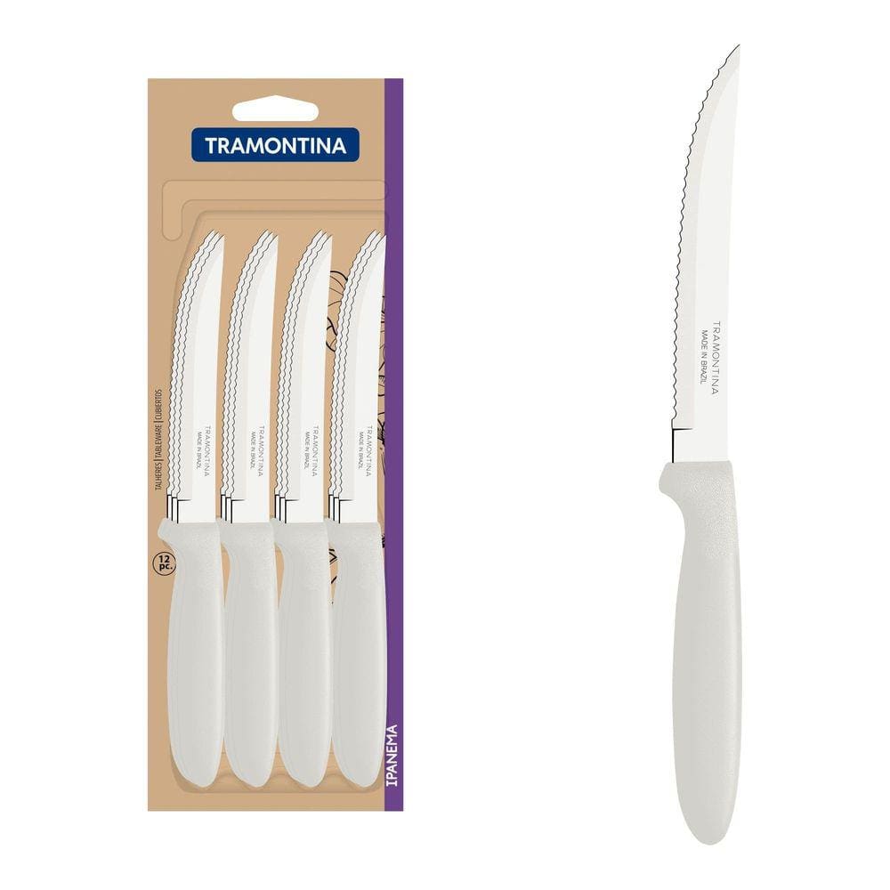 Conjunto de Facas para Churrasco Tramontina Ipanema com Lâminas em Aço Inox e Cabos de Polipropileno Branco 12 Peças Tramontina