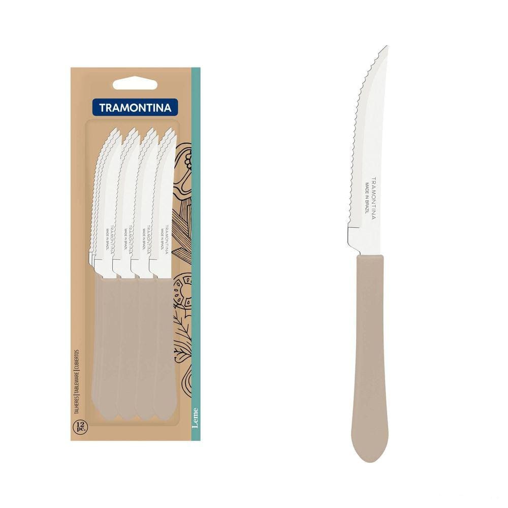Conjunto de Facas para Churrasco Cabos de Polipropileno Cinza 12 Peças Tramontina