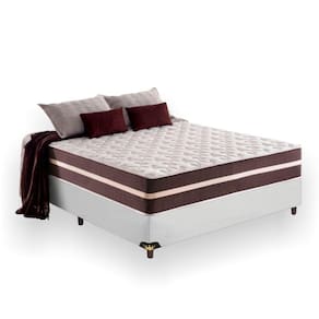 Cama Box Casal 138 Tecido Sintético Brancocom Colchão Little Angel - Bello Box - Mola Superlastic 22x138x188