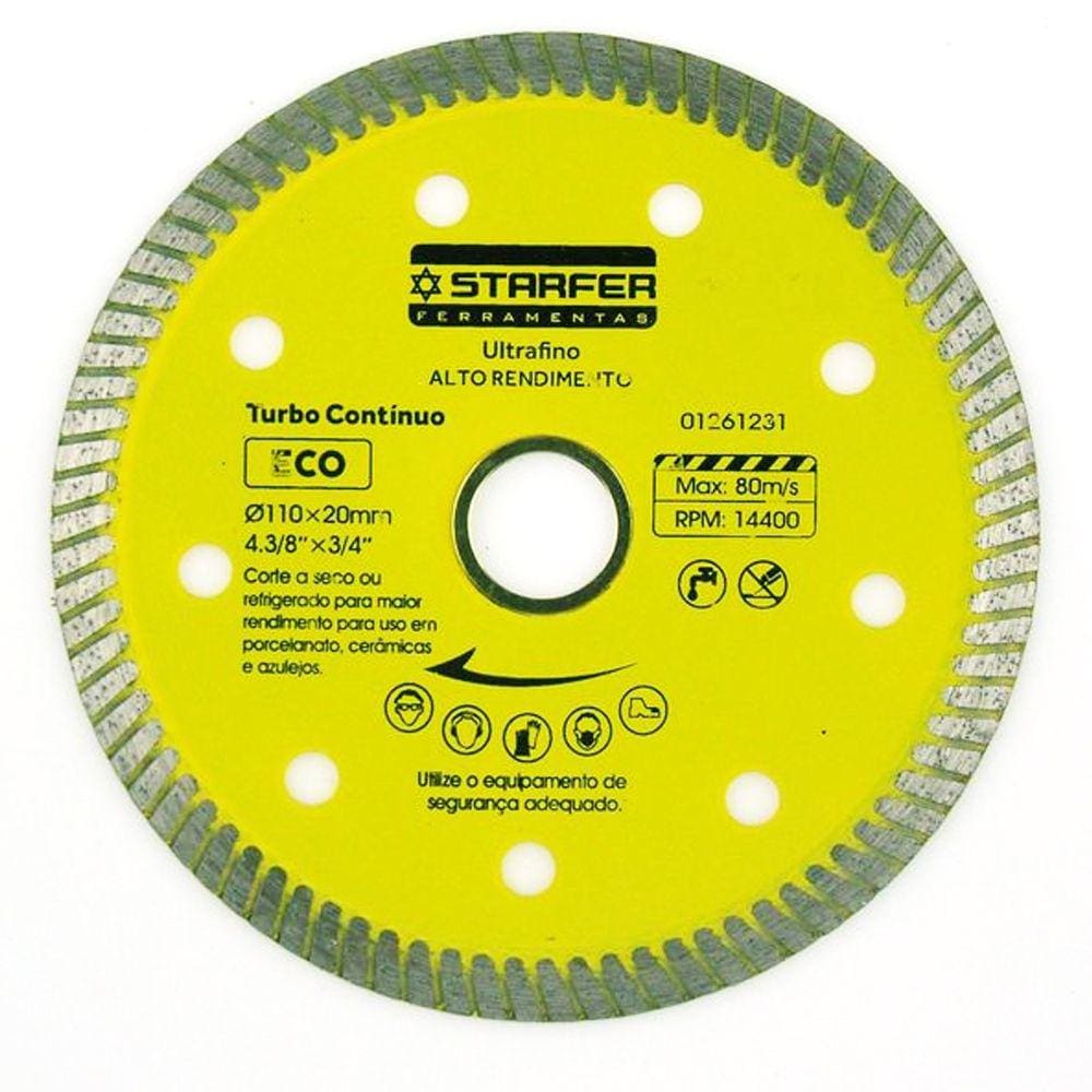 Disco Diamantado Corte Porcelanato Azulejo Turbo ECO - Starfer