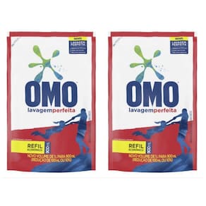 Sabão Omo Líquido Lavagem Perfeita Refil 900Ml - Kit 02 Un