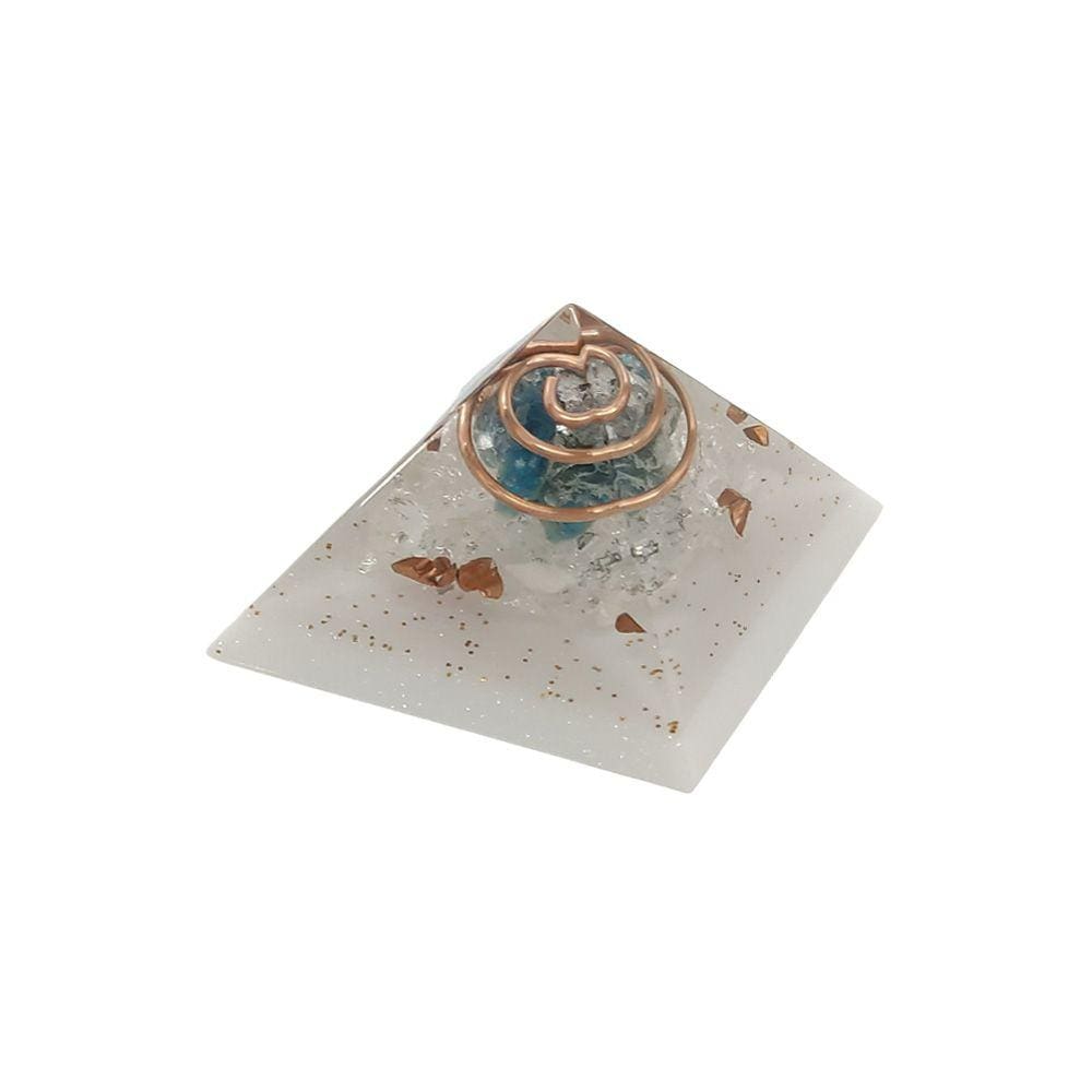 Orgonite Pirâmide 4cm Apatita Azul Elevação Vibracional