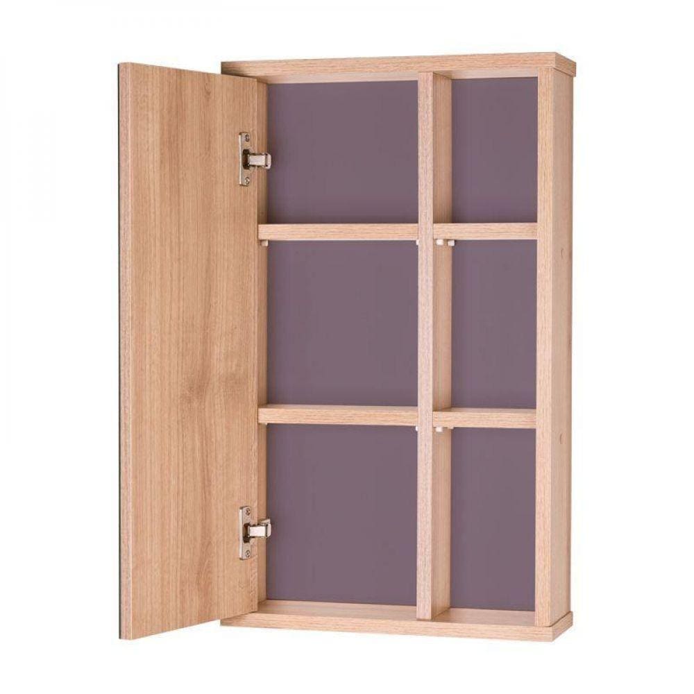 Espelho Para Banheiro Com Armário Milano Carvalho E Cinza