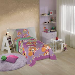 Jogo de Cama Personagens Patrulha Canina Menina Solteiro Lepper 3 Peças Microfibra Lilás